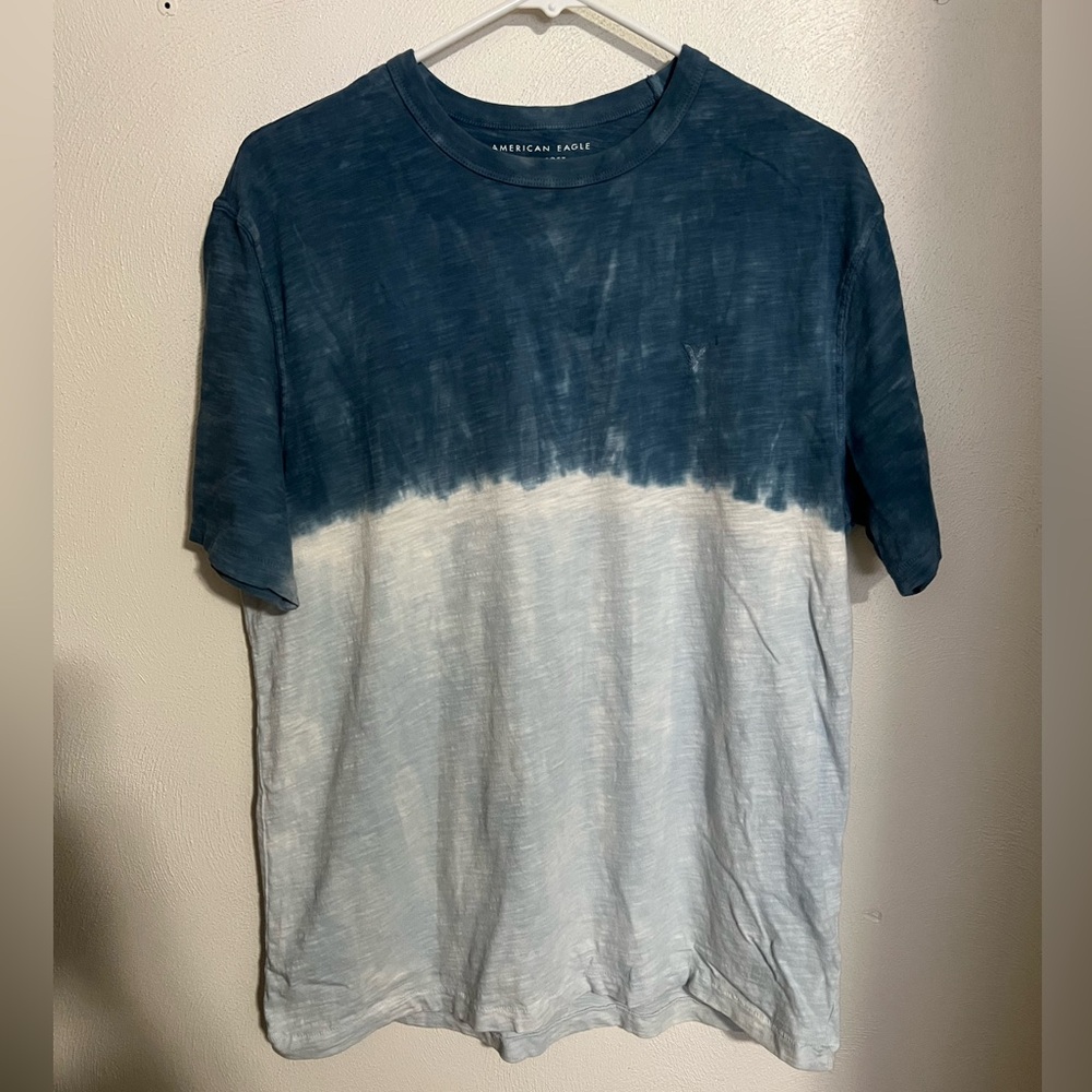 AMERICAN EAGLE Classic Super Soft Tie Dye T Shirt Blues and White Men's Size M